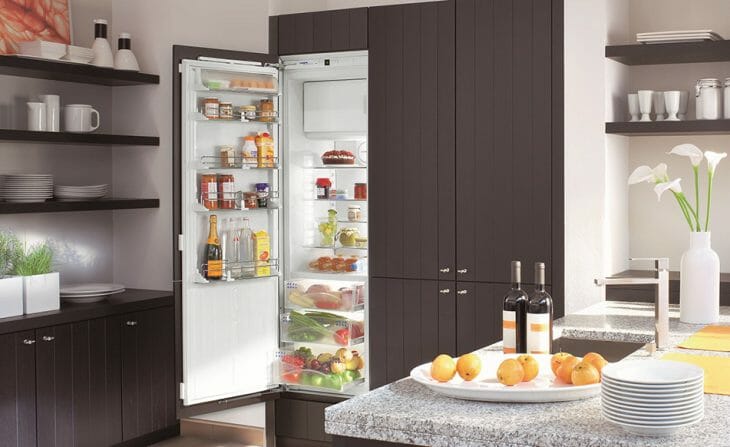 Открытый холодильник с продуктами